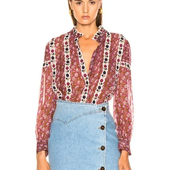 Sea New York Floral Sheer Bella Blouse Embroidered Long Sleeve Women's 4 - Picture 2 of 10